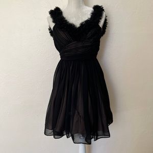Black & Tan Frilly Dress with Sweetheart Neckline, Chiffon & Tulle